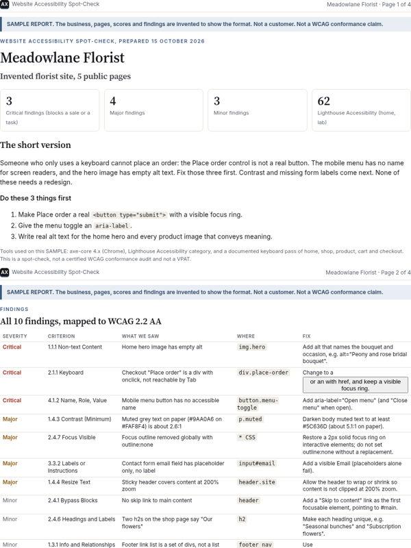 SAMPLE accessibility spot-check PDF page